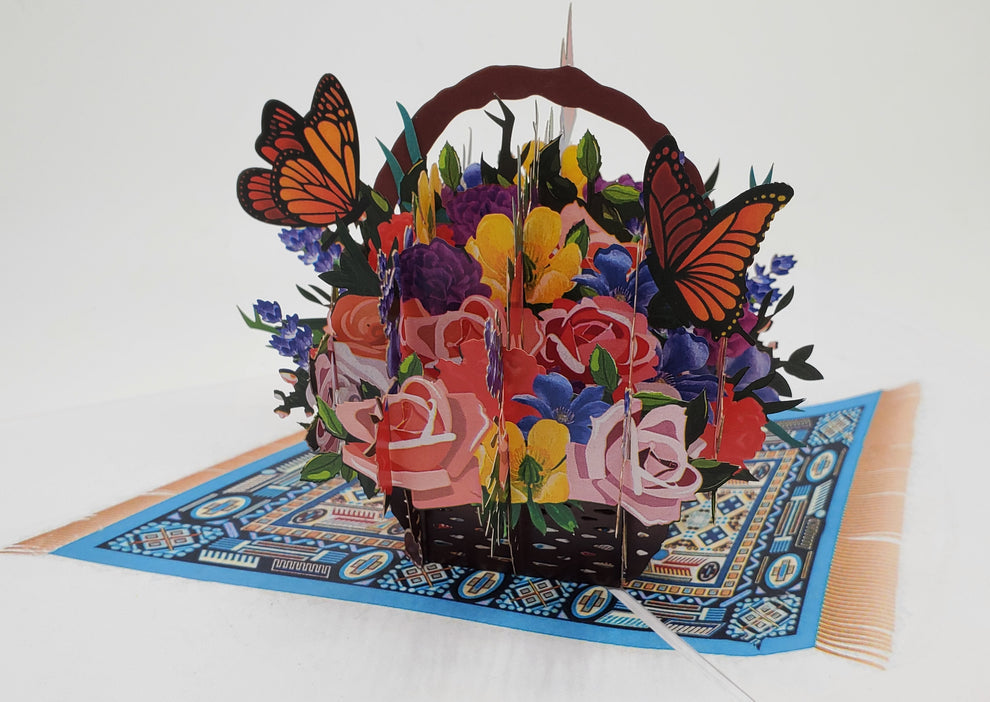 Large Flower Basket Pop Up Card