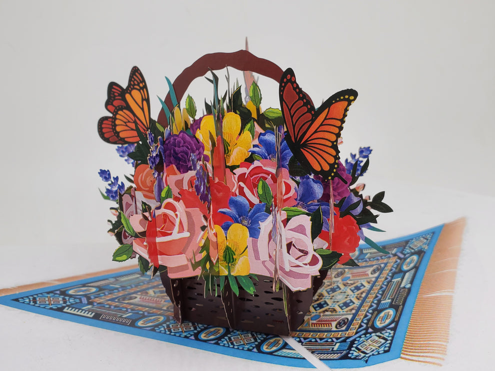 Large Flower Basket Pop Up Card