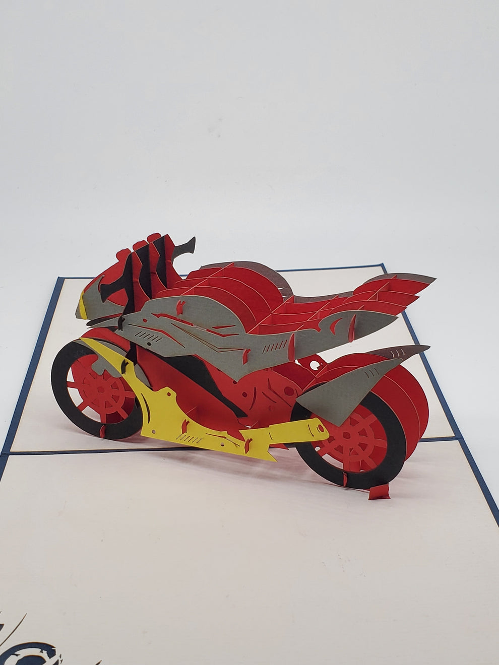 Large Handmade Red Motorbike Pop Up Card,