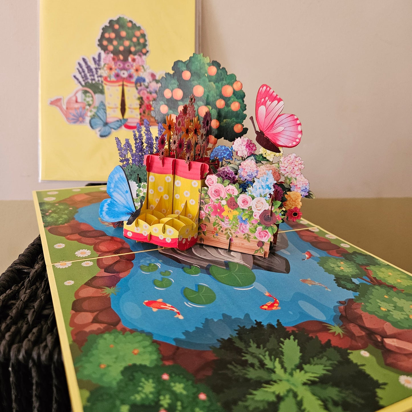 Large Flower Basket Garden Pop Up Card