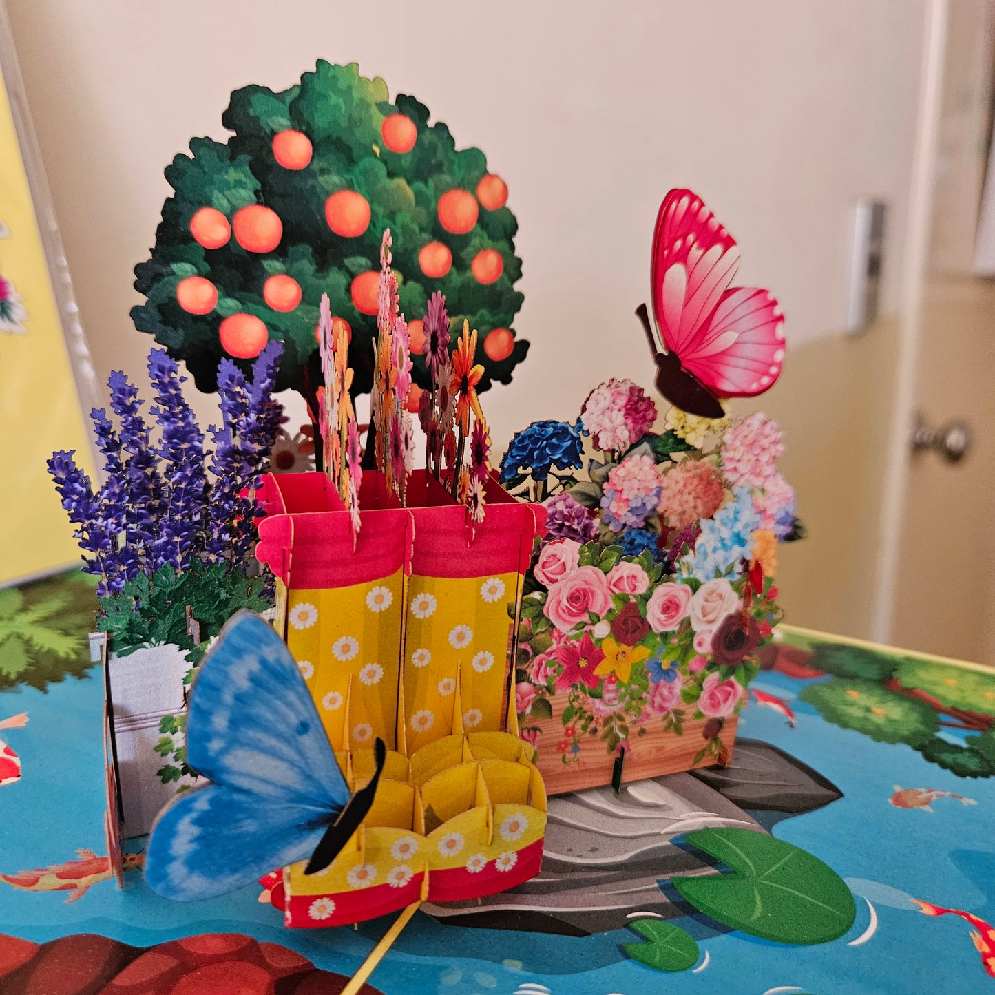 Large Flower Basket Garden Pop Up Card