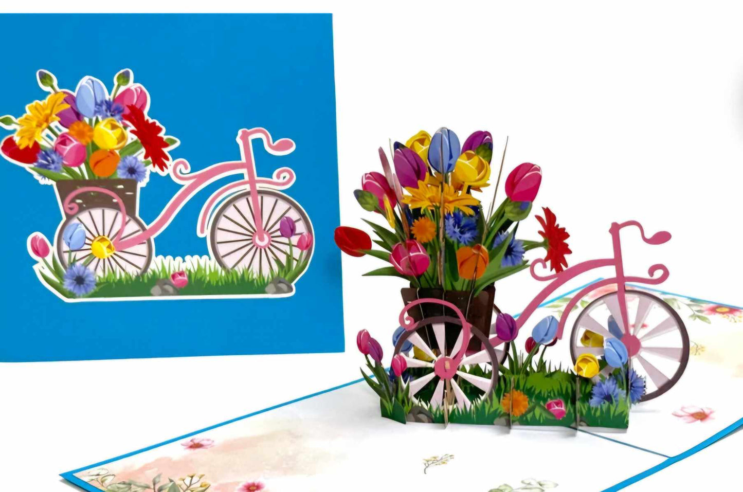 Flower Bike Cart Pop Up Card
