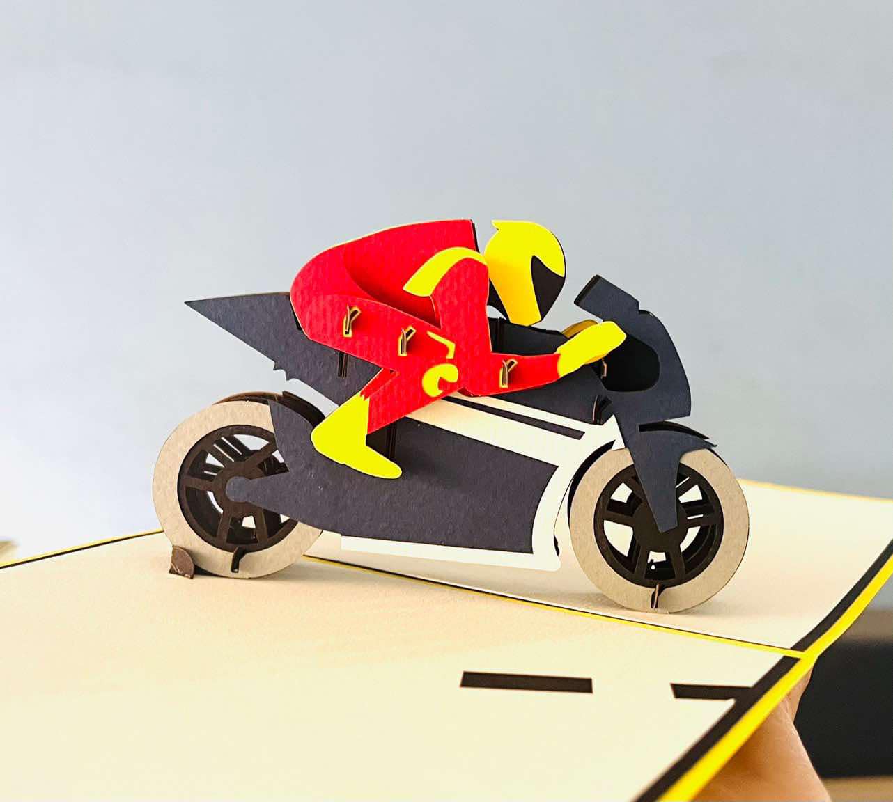Large Handmade Motorbike Pop Up Card