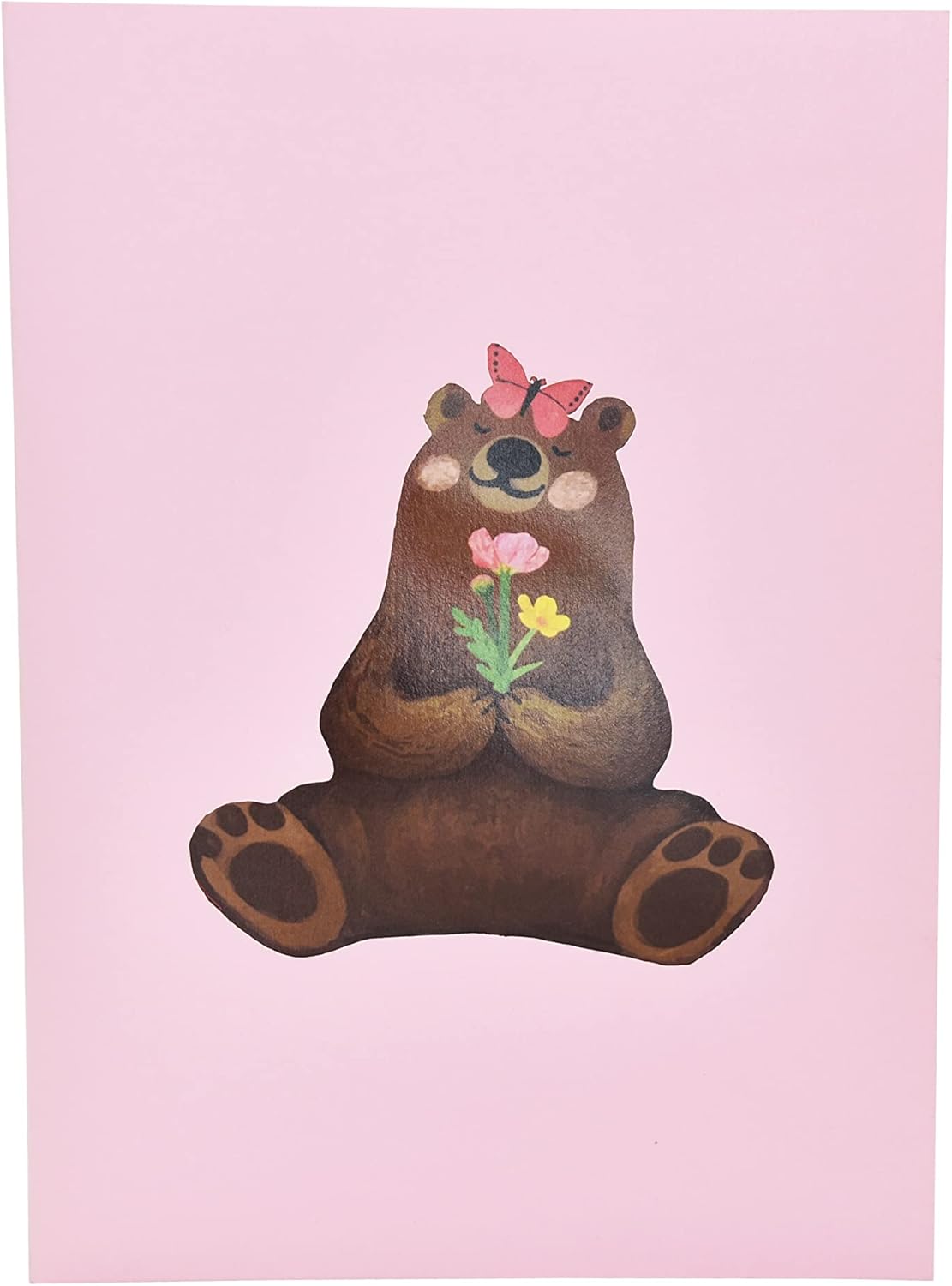 Large Flower Cart Bear Pop Up Card