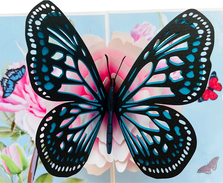 Large Butterfly with Flower 3D Pop Up Card