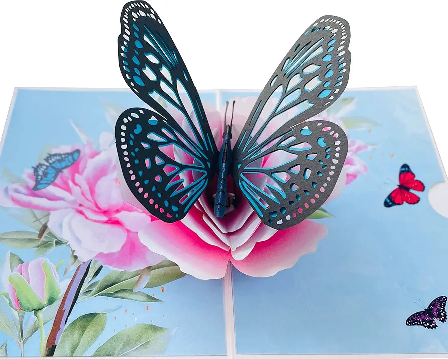 Large Butterfly with Flower 3D Pop Up Card