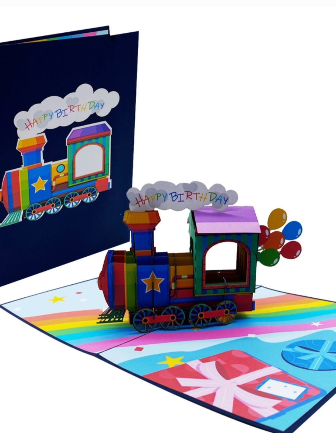 Large Happy Birthday Train Pop Up Card