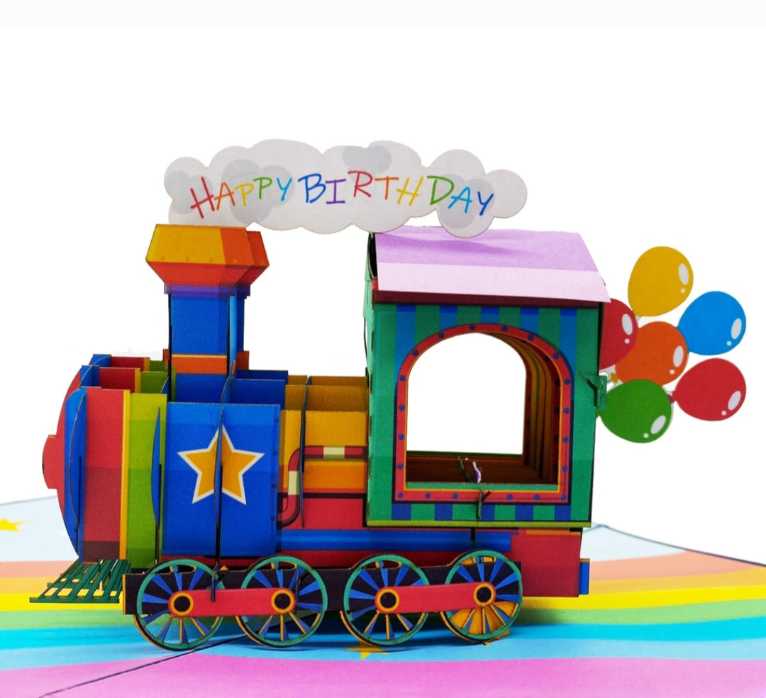 Large Happy Birthday Train Pop Up Card