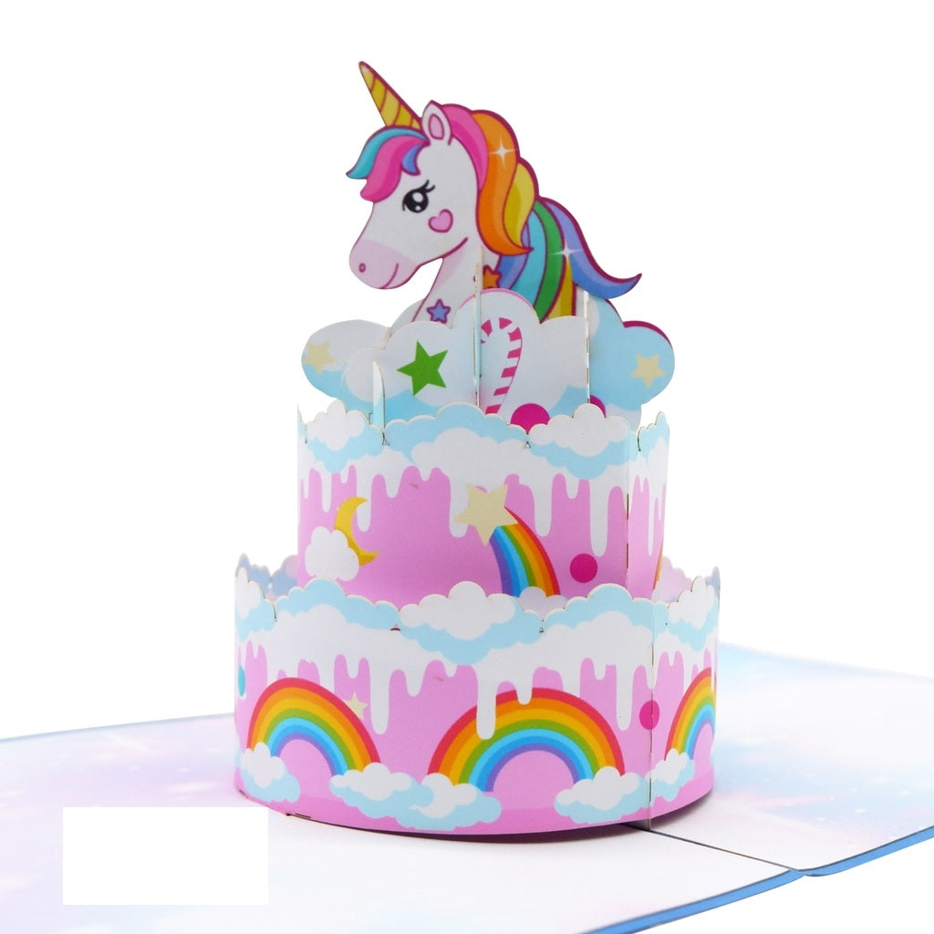 Large Birthday Pony Cake Pop Up Card