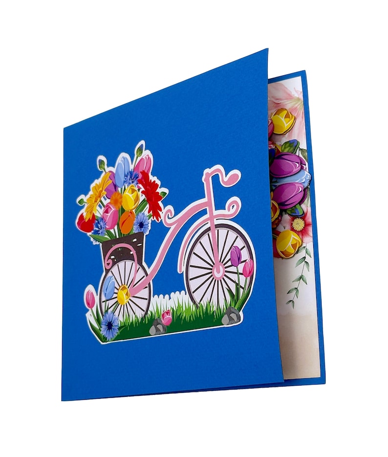 Large Bicycle with Tulip Basket POP UP Card