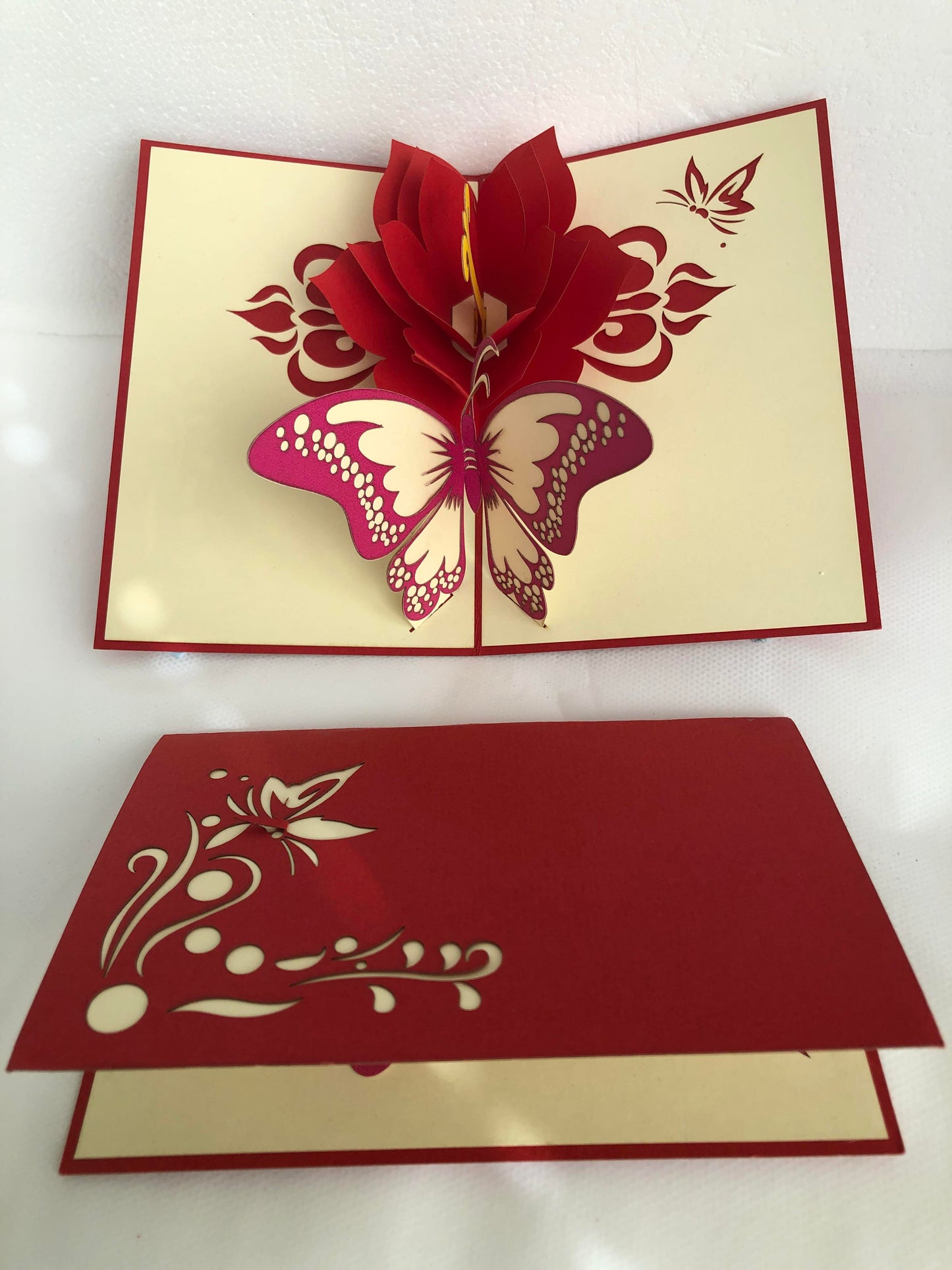 Small Pop Up Card Butterfly with Flower