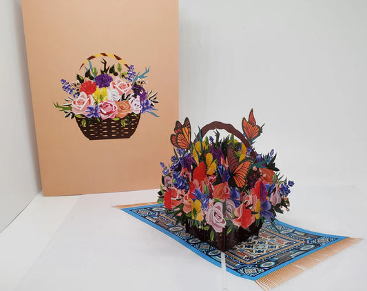 Large Flower Basket, Garden POP UP Card