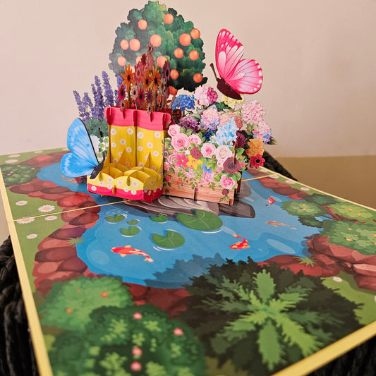 Large Flower Basket  Garden Pop Up Card