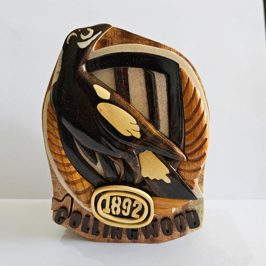 🖤🤍 Collingwood Magpies 3D Wooden Puzzle Box – Handcrafted AFL Gift