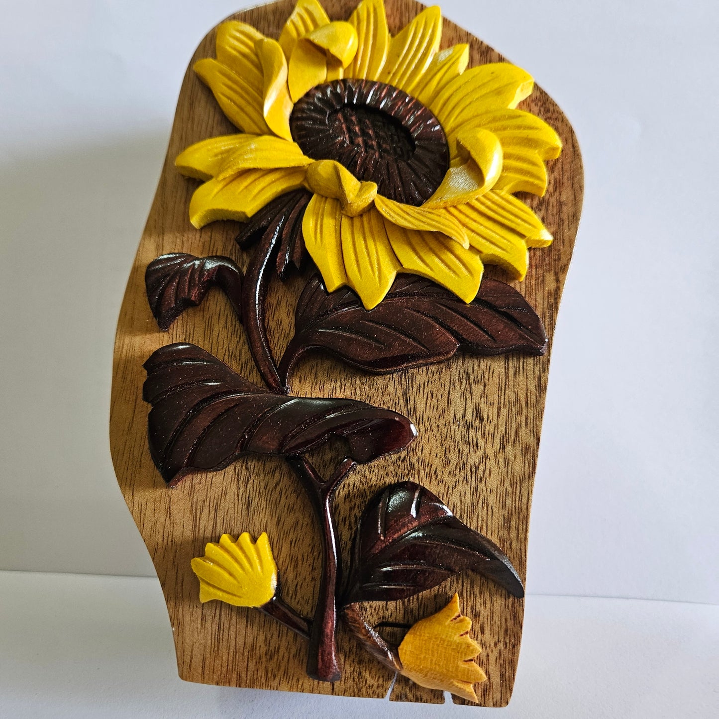 🌻 Sunflower 3D Wooden Puzzle Box – Handcrafted Keepsake Gift