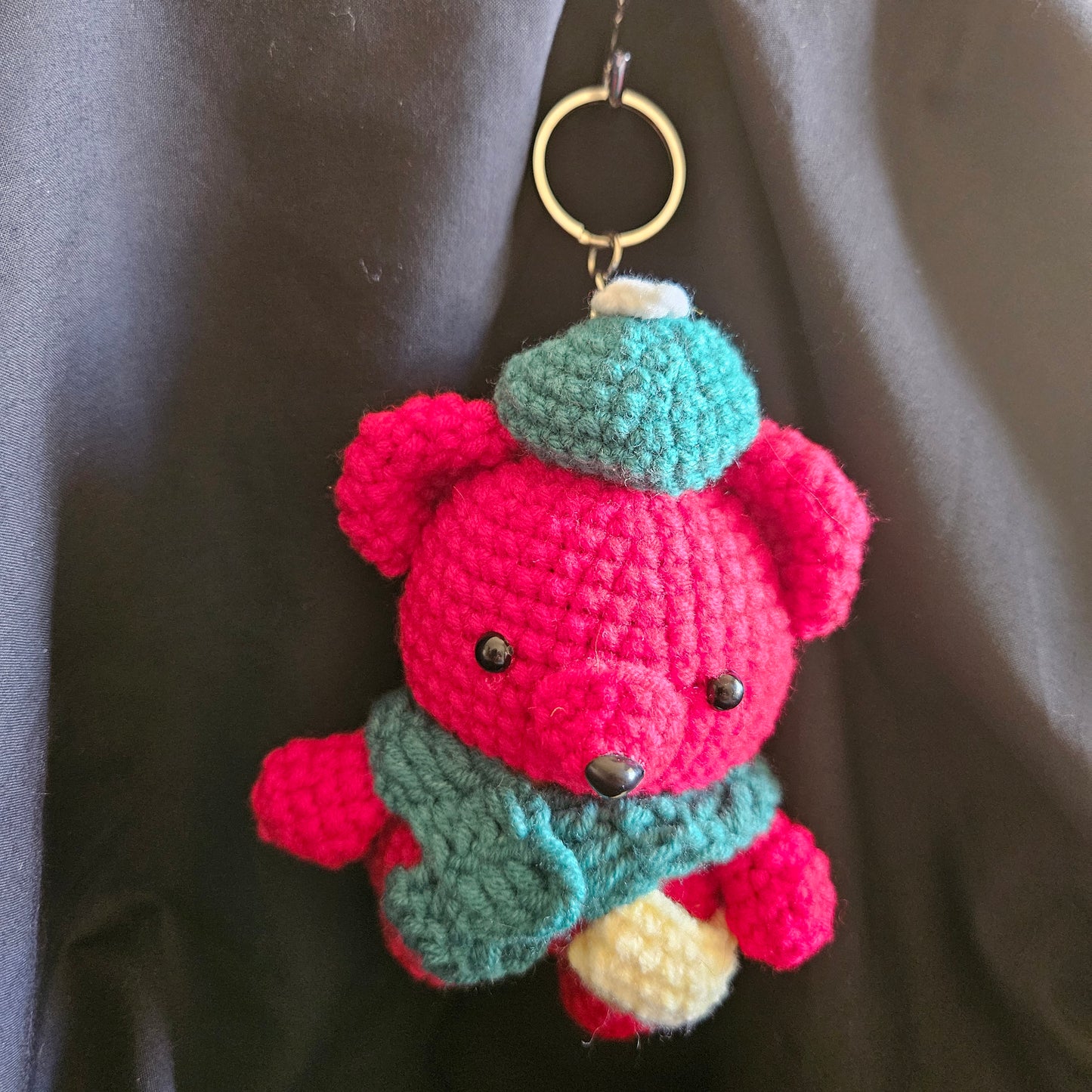 Pink Bear Crochet Keychain – Handmade Pocket Buddy