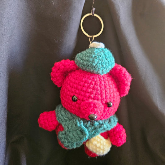 Pink Bear Crochet Keychain – Handmade Pocket Buddy