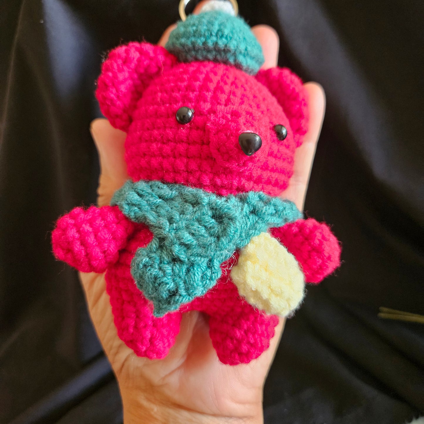 Pink Bear Crochet Keychain – Handmade Pocket Buddy