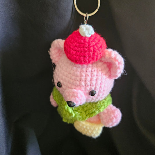 Pink Bear Crochet Keychain – Handmade Pocket Buddy