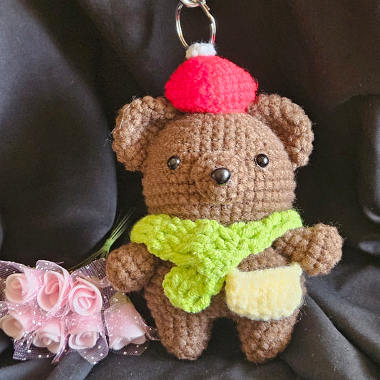 Brown Bear Crochet Keychain – Handmade Pocket Buddy