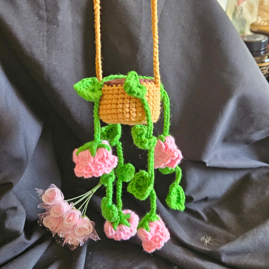 Crochet Hanging Flower Basket – Colourful Floral Charm