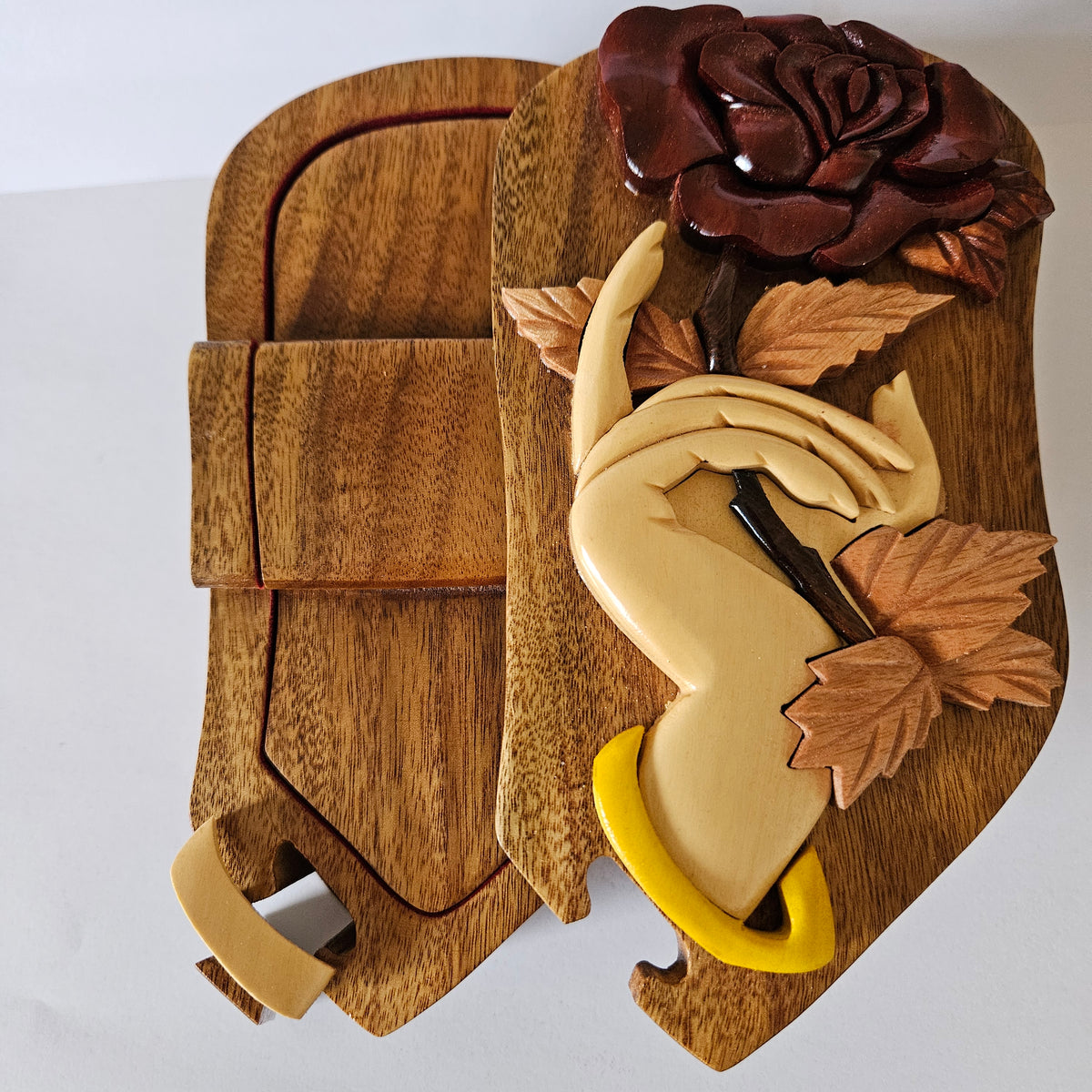 Hand & Rose Handcrafted Wooden Puzzle Box – $34.00