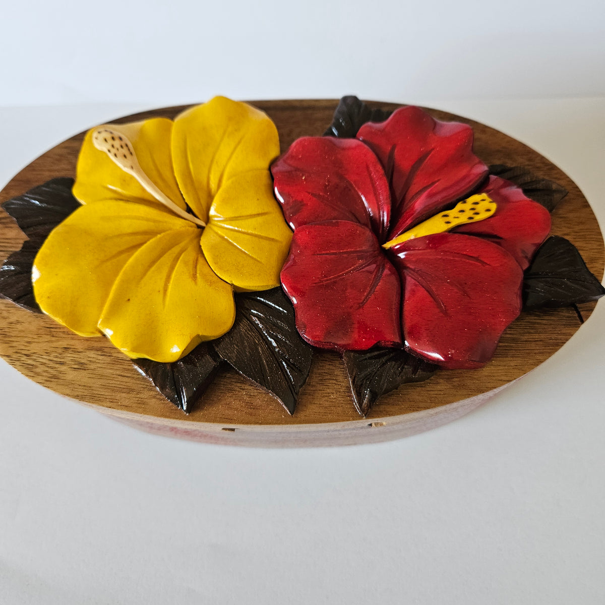 Hibiscus Handcrafted Wooden Puzzle Box – $35.00