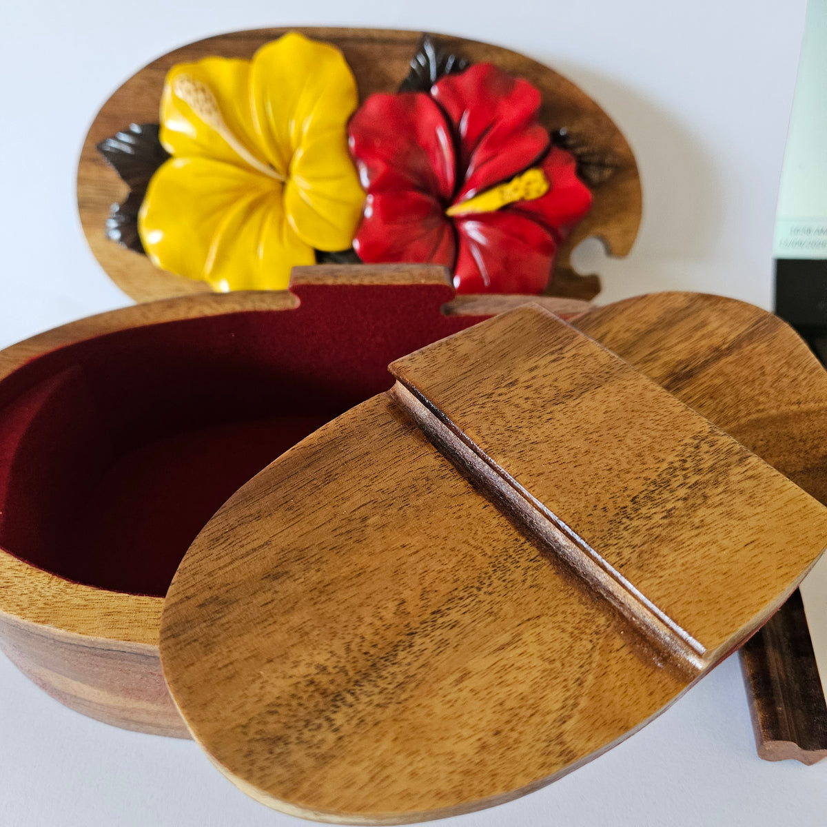 Hibiscus Handcrafted Wooden Puzzle Box – $35.00