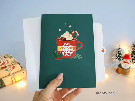 Christmas POP UP CAR Mug Filled with Hot Cocoa and Marshmallows