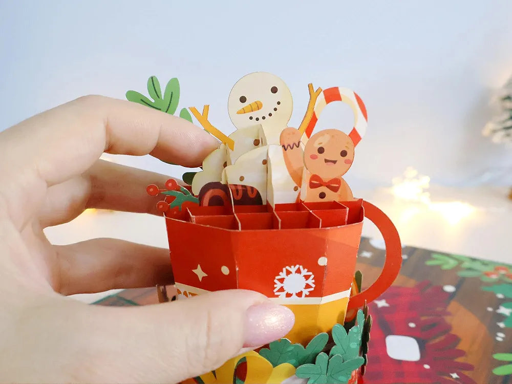 Christmas POP UP CAR Mug Filled with Hot Cocoa and Marshmallows