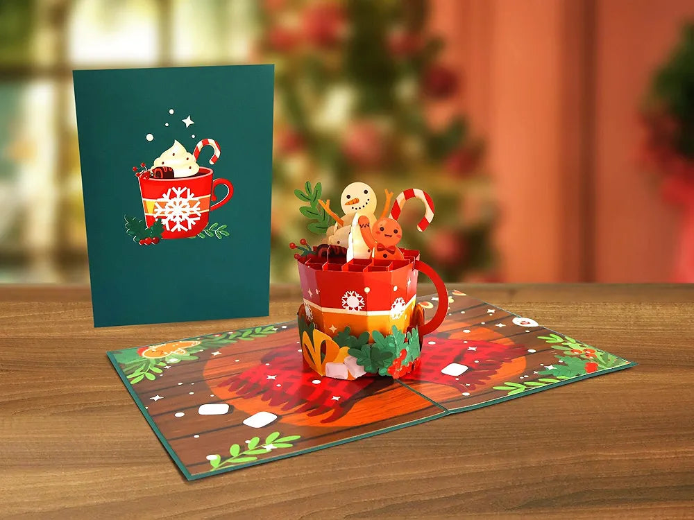 Christmas POP UP CAR Mug Filled with Hot Cocoa and Marshmallows