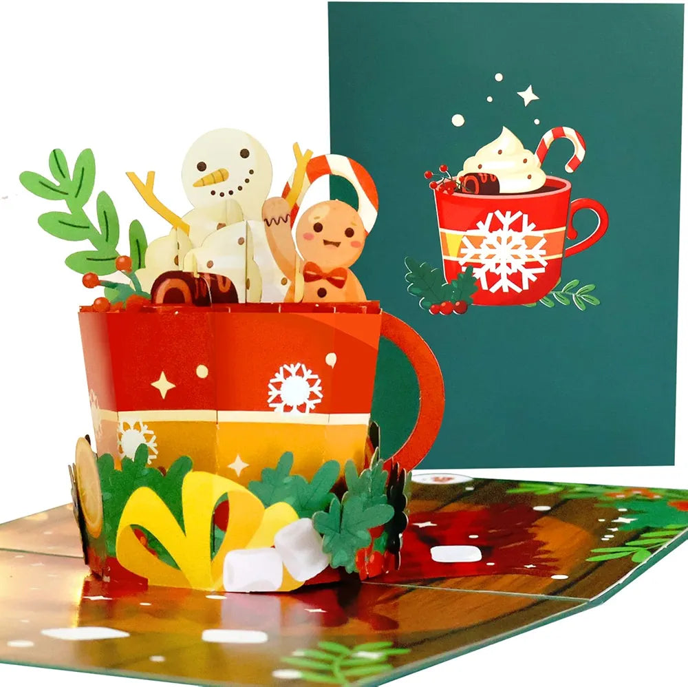 Christmas POP UP CAR Mug Filled with Hot Cocoa and Marshmallows