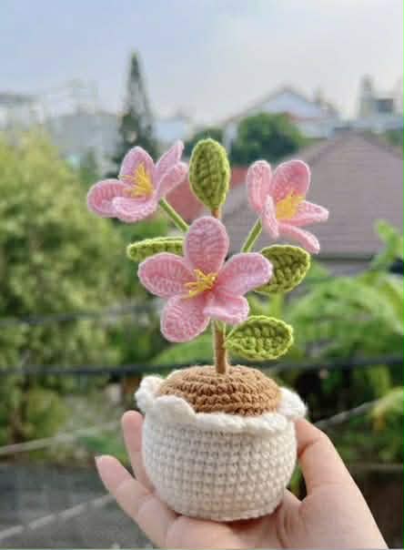 Everlasting Pink Petals – Hand-Crocheted Flower Pot